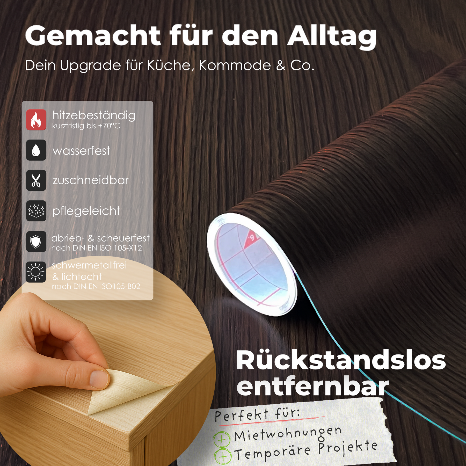 Dark Maron I Möbelfolie in Holzoptik