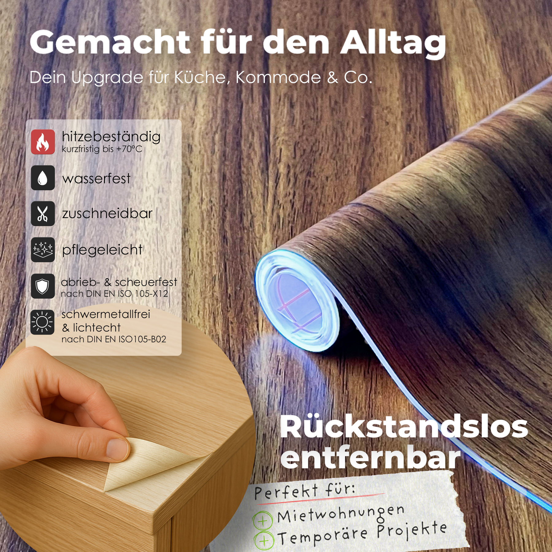 Gold Nussbaum I Möbelfolie in Holzoptik