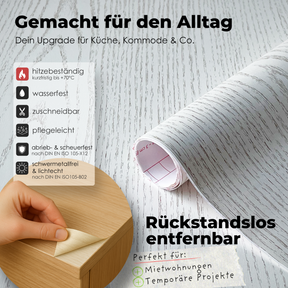 Perlmuttholz I Möbelfolie in Holzoptik weiß