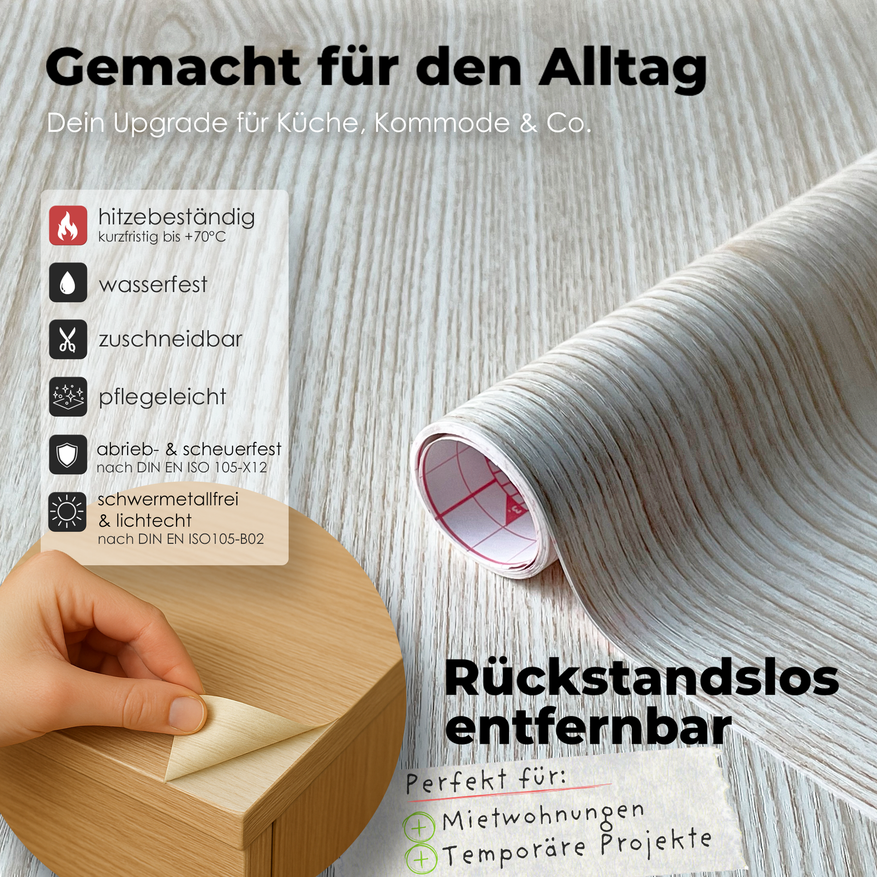 Weißesche I Möbelfolie in Holzoptik