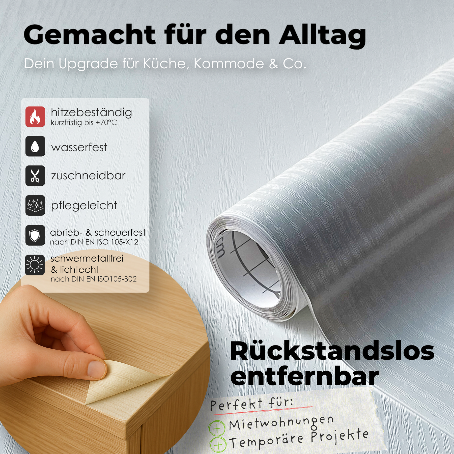 Whitewood I Möbelfolie in Holzoptik weiß