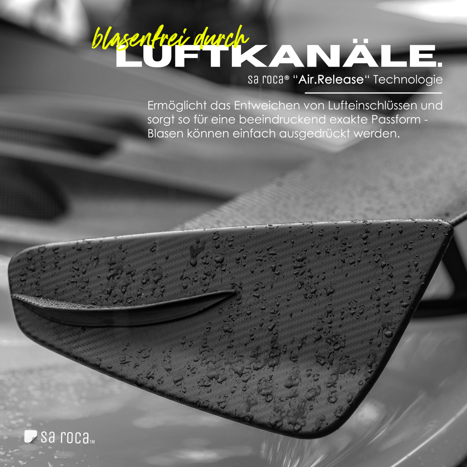 SA ROCA® 39,34€/m² Auto-Folie matt schwarz I Folie Auto außen & Innenraum I  Car-Wrapping-Folie - Selbstklebend mit Lufkanälen für blasenfreie Detail
